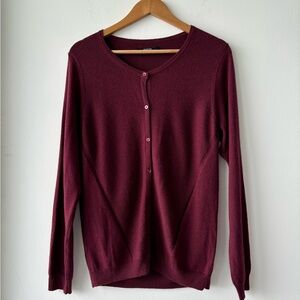 Burton of London Cardigan Sweater Burgundy Wool Cashmere Womens Large Capsule